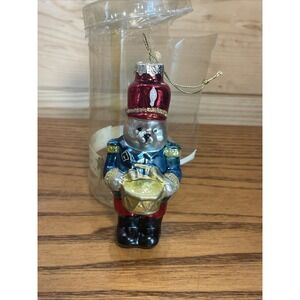 Vintage Blown Glass  Ornament Marching Band Teddy By Christmas House